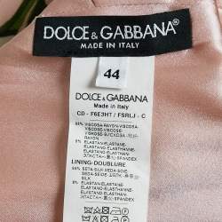Pre Owned Dolce & Gabbana Pink Floral Print Crepe Flounce Midi Dress M
