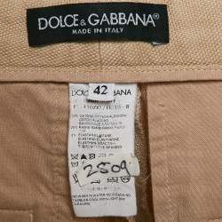 Pre Owned Dolce & Gabbana Beige Cotton Blend Trousers M
