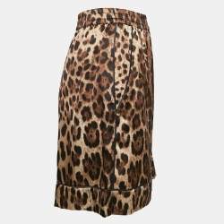 Pre Owned Dolce & Gabbana Brown Leopard Print Silk Shorts XL
