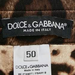 Pre Owned Dolce & Gabbana Brown Leopard Print Silk Shorts XL