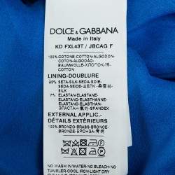 Pre Owned Dolce & Gabbana Blue Crotch Patterned Cotton Knit Midi Dress L