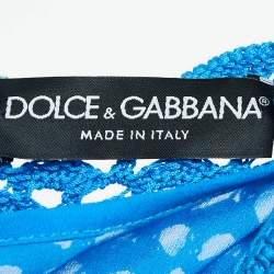 Pre Owned Dolce & Gabbana Blue Crotch Patterned Cotton Knit Midi Dress L