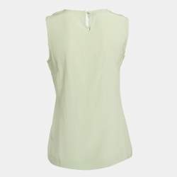 Pre Owned Dolce & Gabbana Green Silk Sleeveless Top S