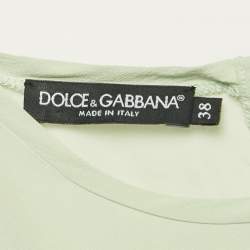 Pre Owned Dolce & Gabbana Green Silk Sleeveless Top S