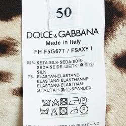 Pre Owned Dolce & Gabbana Brown Leopard Print Stretch Silk Belted Shirt XL