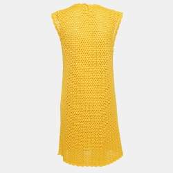 Pre Owned Dolce & Gabbana Yellow Crochet Sleeveless Mini Dress L