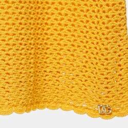 Pre Owned Dolce & Gabbana Yellow Crochet Sleeveless Mini Dress L