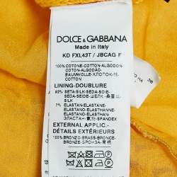 Pre Owned Dolce & Gabbana Yellow Crochet Sleeveless Mini Dress L