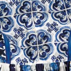 Pre Owned Dolce & Gabbana White Printed Cotton Sleeveless Midi Dress L