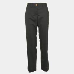 Pre Owned Dolce & Gabbana Black Wool Logo Metal Detail Trousers L