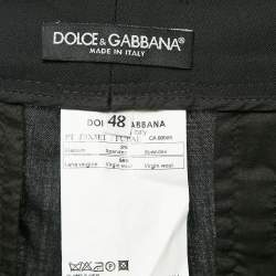 Pre Owned Dolce & Gabbana Black Wool Logo Metal Detail Trousers L