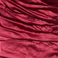 Pre Owned Dolce & Gabbana Burgundy Silk Ruched Special Edition Gown M 
