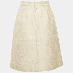 Pre Owned Dolce & Gabbana Cream Floral Jacquard Pencil Skirt S