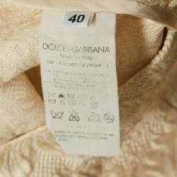 Pre Owned Dolce & Gabbana Cream Floral Jacquard Pencil Skirt S