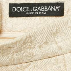 Pre Owned Dolce & Gabbana Cream Floral Jacquard Pencil Skirt S