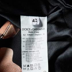 Pre Owned Dolce & Gabbana Black Floral Print Crepe & Lace Trim Jacket M