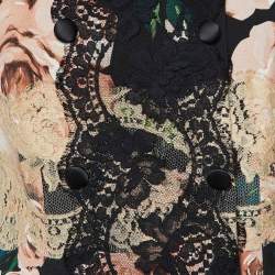 Pre Owned Dolce & Gabbana Black Floral Print Crepe & Lace Trim Jacket M