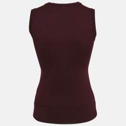 Pre Owned Dolce & Gabbana Burgundy Wool Lace Detail Sleeveless Top M