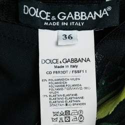 Pre Owned Dolce & Gabbana Black Rose Print Stretch Mesh Sheer Bodycon Dress XS