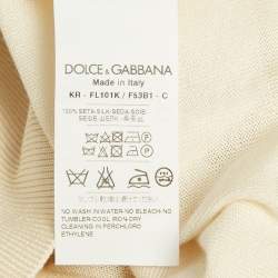 Pre Owned Dolce & Gabbana Cream Silk Knit Round Neck Sweatshirt S