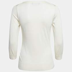 Pre Owned Dolce & Gabbana Cream Silk Knit Round Neck Sweatshirt S