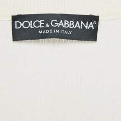 Pre Owned Dolce & Gabbana Cream Silk Knit Round Neck Sweatshirt S