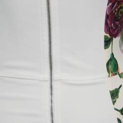 Pre Owned Dolce & Gabbana White Floral Print Silk Blend Sheath Dress S