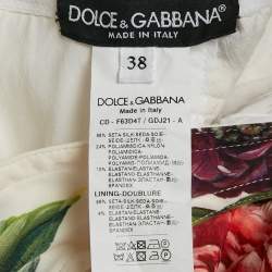 Pre Owned Dolce & Gabbana White Floral Print Silk Blend Sheath Dress S