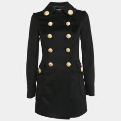 Dolce & Gabbana Black Wool Felt Double Breasted Coat S
