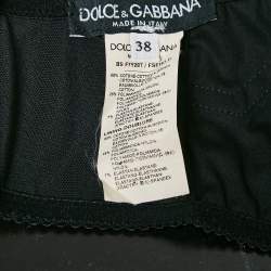 Pre Owned Dolce & Gabbana Black Anthurium Print Cotton Jersey Crop Top S