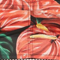 Pre Owned Dolce & Gabbana Black Anthurium Print Cotton Jersey Crop Top S