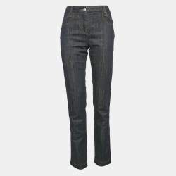 Pre Owned Dolce & Gabbana Indigo Blue Logo Applique Denim Jeans M Waist 32" 