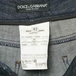Pre Owned Dolce & Gabbana Indigo Blue Logo Applique Denim Jeans M Waist 32" 