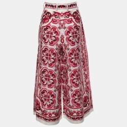 Pre Owned Dolce & Gabbana Multicolor Majolica Print Cotton Cropped Trousers S