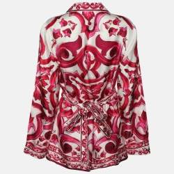 Pre Owned Dolce & Gabbana Multicolor Majolica Print Silk Top M