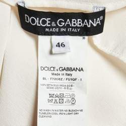 Pre Owned Dolce & Gabbana Cream Floral Appliqued Silk Blouse L