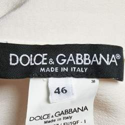 Pre Owned Dolce & Gabbana Cream Floral Appliqued Silk Blouse L