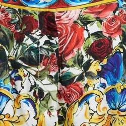 Dolce & Gabbana Multicolor Floral Majolica Print Silk Bermuda Shorts S