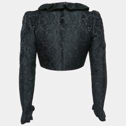 مملوكة مسبقًا Dolce & Gabbana Black Jacquard Ruffled Bolero Jacket S