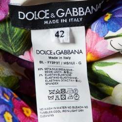 Pre Owned Dolce & Gabbana White Floral Print Silk Chiffon Ruffled Top M