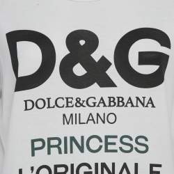 Pre Owned Dolce & Gabbana White Logo Print Cotton Jersey T-Shirt S