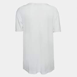 Pre Owned Dolce & Gabbana White Logo Print Cotton Jersey T-Shirt S