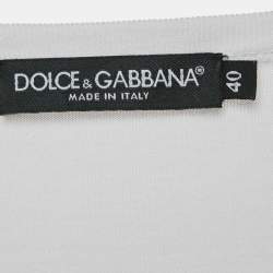Pre Owned Dolce & Gabbana White Logo Print Cotton Jersey T-Shirt S