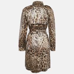 Dolce & Gabbana Brown Leopard Print Double Breasted Trench Coat S