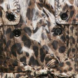Dolce & Gabbana Brown Leopard Print Double Breasted Trench Coat S