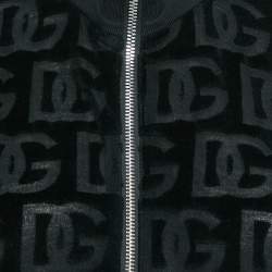 Pre Owned Dolce & Gabbana Black DG Debossed Cotton Knit Bomber Jacket S