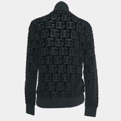 Pre Owned Dolce & Gabbana Black DG Debossed Cotton Knit Bomber Jacket S