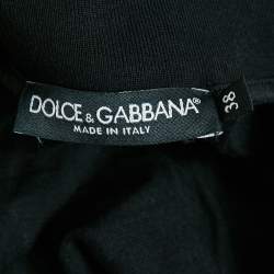 Pre Owned Dolce & Gabbana Black DG Debossed Cotton Knit Bomber Jacket S