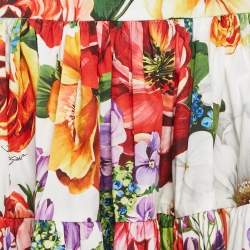 Pre Owned Dolce & Gabbana Multicolor Floral Print Tiered Knee Length Skirt L