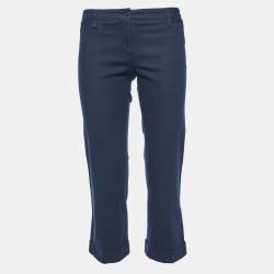 Pre Owned Dolce & Gabbana Navy Blue Cotton Capri Pants M